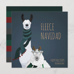 “Fleece Navidad” Funny Chic Elegant Pun Holiday Card