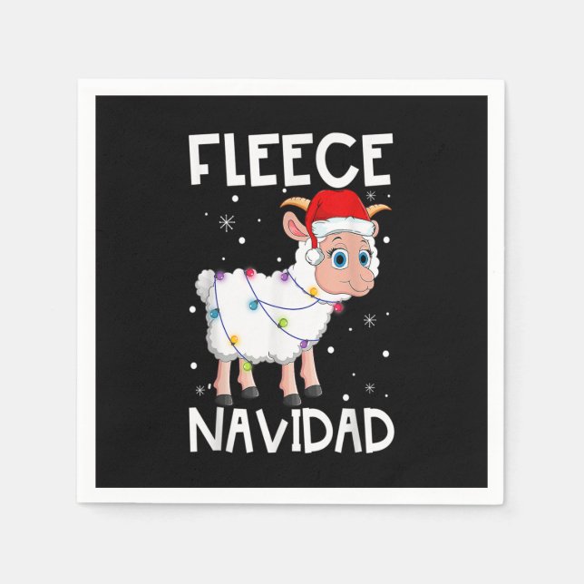 Fleece Navidad Funny Christmas Sheep Feliz Xmas Li Napkin (Front)