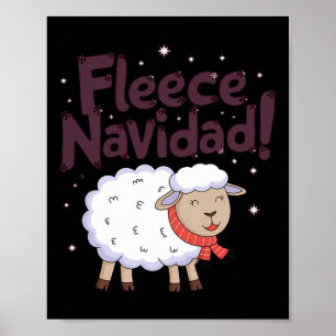 Fleece Navidad Funny Christmas Sheep Festive Poster