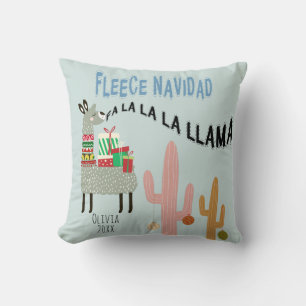 Fleece Navidad Llama Christmas Cushion