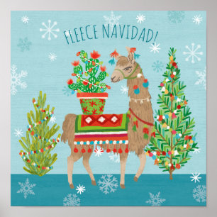 Fleece Navidad   Lovely Llamas Christmas Poster