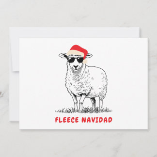 Fleece Navidad Sheep in Sunglasses Holiday Card