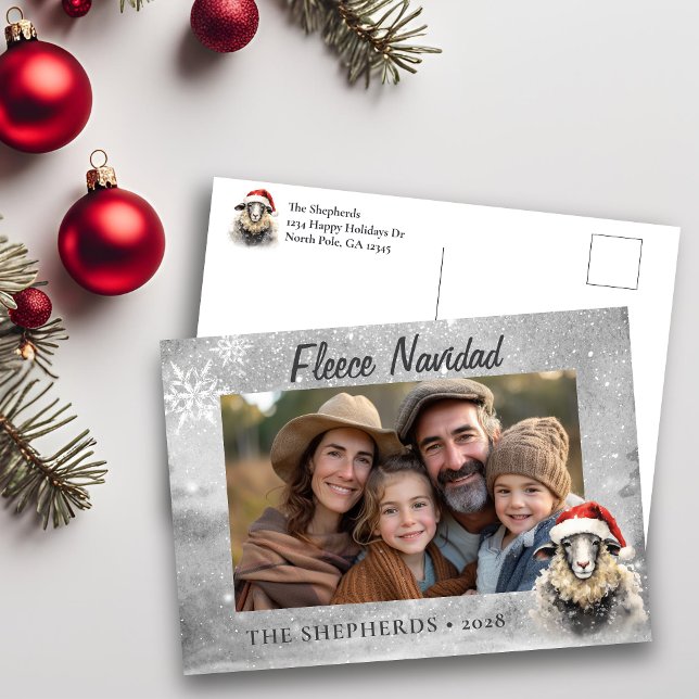  Fleece Navidad Sheep Photo Holiday Postcard (Creator Uploaded)