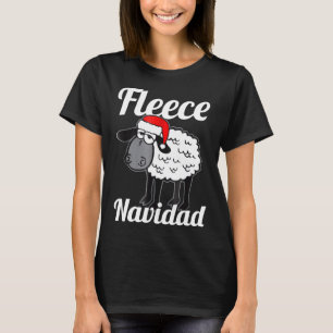 Fleece Navidad Sheep Santa Hat Christmas Holiday P T-Shirt