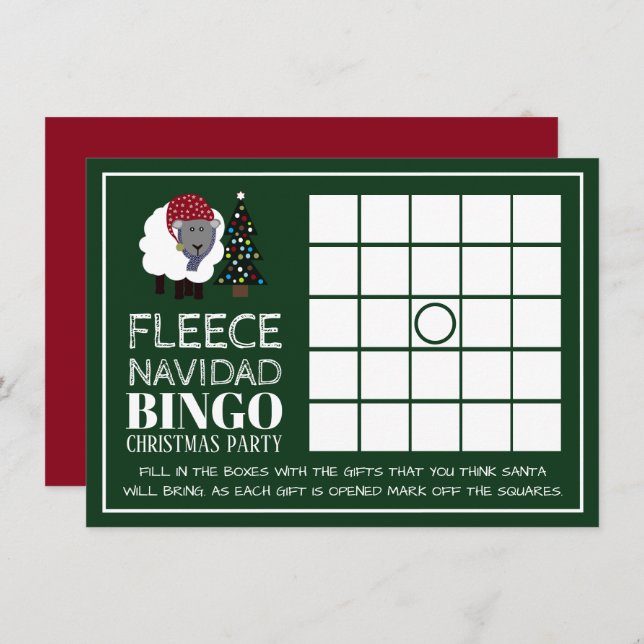 Fleece Navidad, Spanish Christmas Party Bingo Invitation (Front/Back)