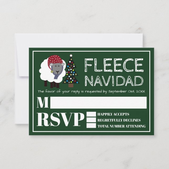 Fleece Navidad, Spanish Christmas Party RSVP (Front)