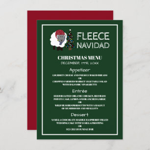 Fleece Navidad, Spanish Style Christmas Menu Invitation