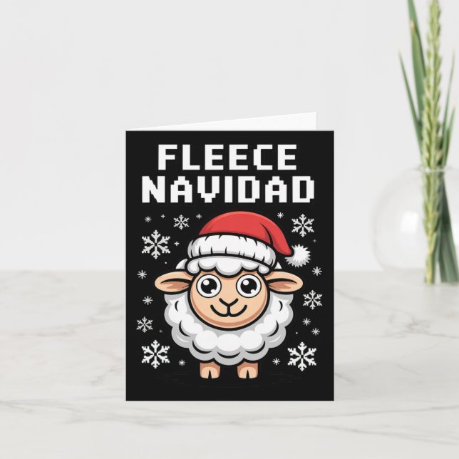 Fleece Navidad Ugly Sweater Christmas Sheep Holida Card (Front)