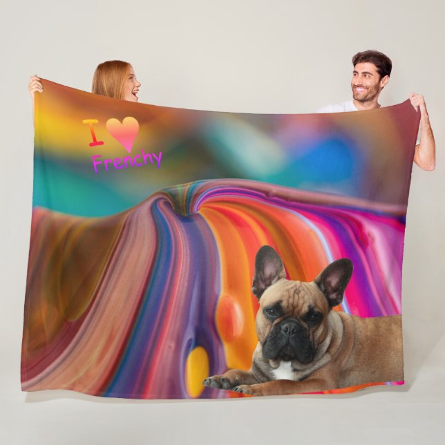 Fleecedecke Large French Bulldogge Fleece Blanket (In Situ)