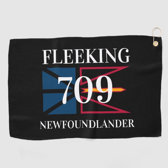 Fleeking Newfoundlander Newfoundland 709 GOLF Golf Towel (Horizontal)