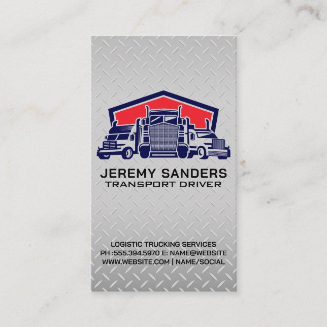 Fleet of Semi Trucks | Transport Business Card (Front)
