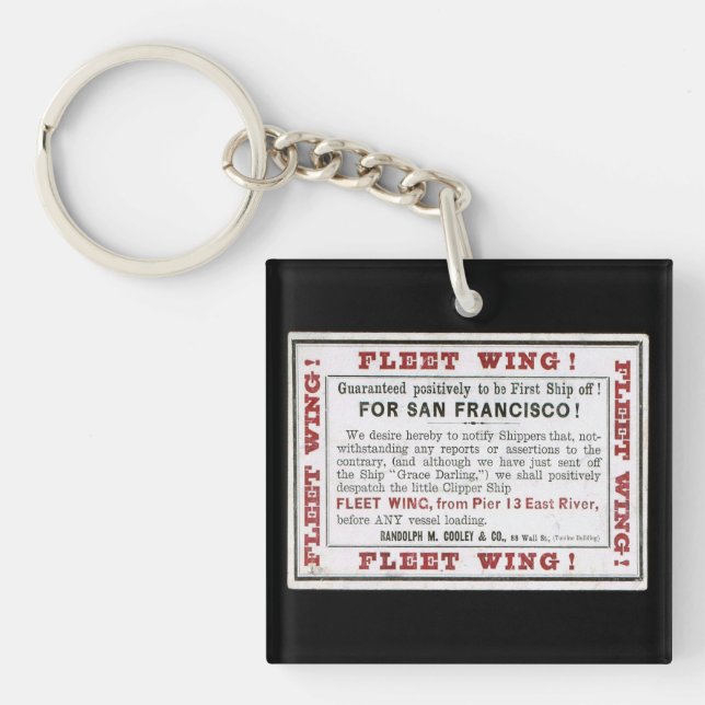 Fleet Wing Clipper Sailing  Key Ring (Front)