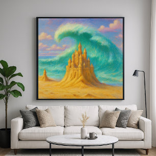 Fleeting Sand Castle - Pastel Painting Style Art Poster