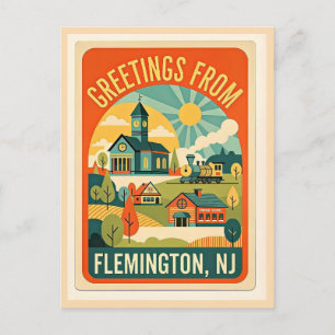 Flemington NJ Hunterdon County Retro Postcard