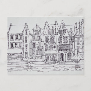 Flemish Architecture waterfront, Ghent, Belgium Postcard