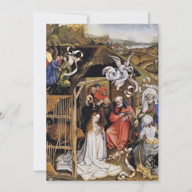 Flemish Renaissance Nativity Scene Holiday Card (Front)