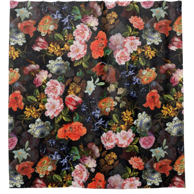 Flemish Vintage Dark Night Romanticism  Shower Curtain (Front)