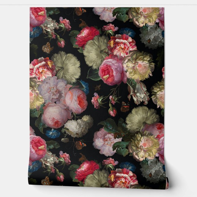 Flemish Vintage Dark Night Romanticism Wallpaper (Unrolling)