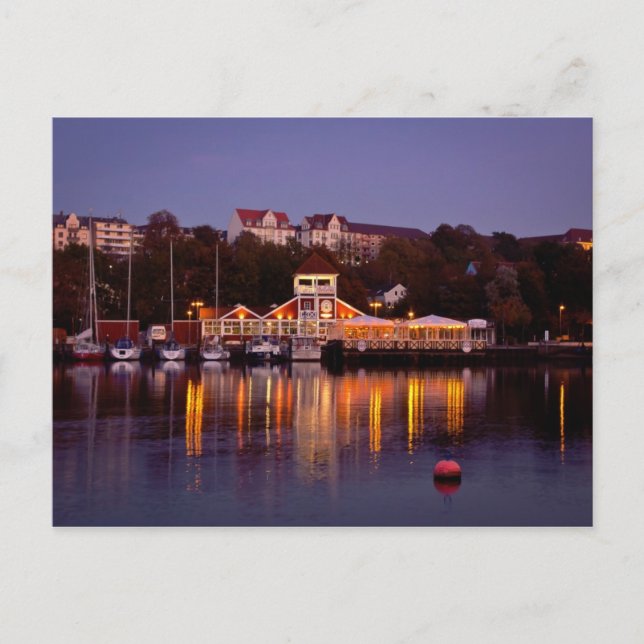 Flensburg harbour city centre north Germany night Postcard (Front)
