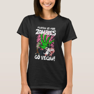 Flesh Is For Zombies Go Vegan Halloween  Costume T-Shirt