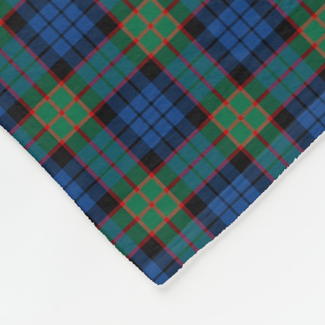 Fletcher Clan Bright Blue and Green Tartan Fleece Blanket (Corner)
