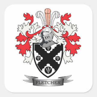 Fletcher Family Crest Coat of Arms Square Sticker