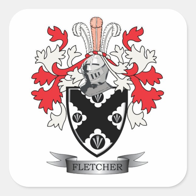 Fletcher Family Crest Coat of Arms Square Sticker (Front)