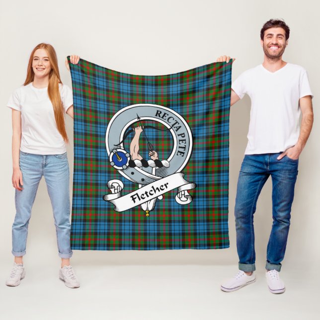 Fletcher of Dunan Clan Badge Tartan Plaid Fleece Blanket (In Situ)