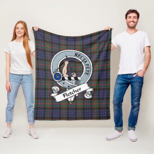 Fletcher Of Dunans Clan Badge Tartan Plaid Fleece Blanket