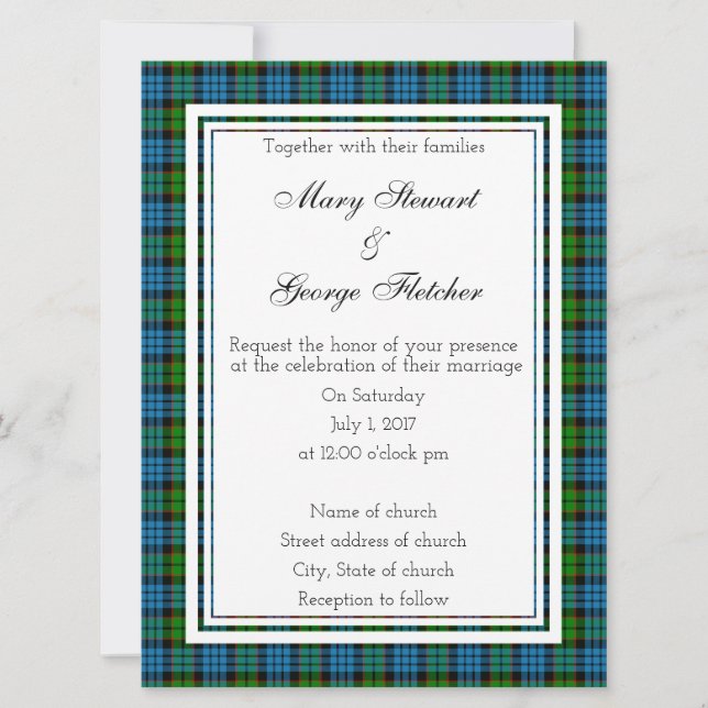 Fletcher Scottish Wedding Invitation (Front)