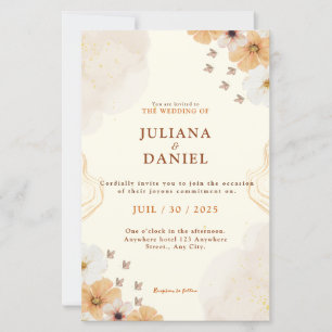 Fleur Cream Floral Wedding Invitation with Details