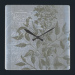 Fleur de Bleu I Square Wall Clock<br><div class="desc">Floral</div>