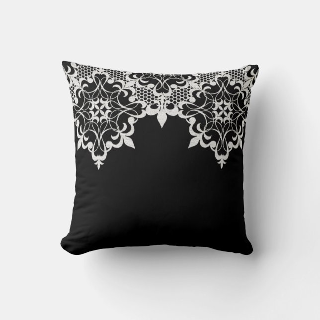 Fleur De Lace Black Pillow (Front)