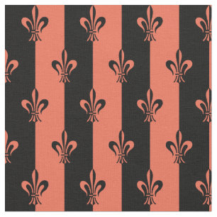 Fleur De Lic Stripes in Black and Red Fabric