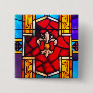 Fleur-de-lis 15 Cm Square Badge