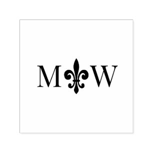 Fleur de Lis #20 Couple Wedding 2 Initial Monogram Self-inking Stamp