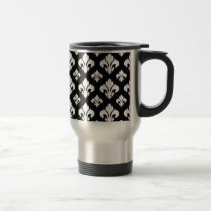 Fleur De Lis 2 Black and White Travel Mug