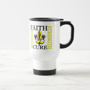 Fleur De Lis 3 Bladder Cancer Travel Mug
