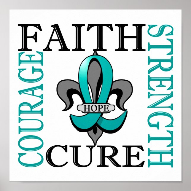Fleur De Lis 3 Ovarian Cancer Poster (Front)
