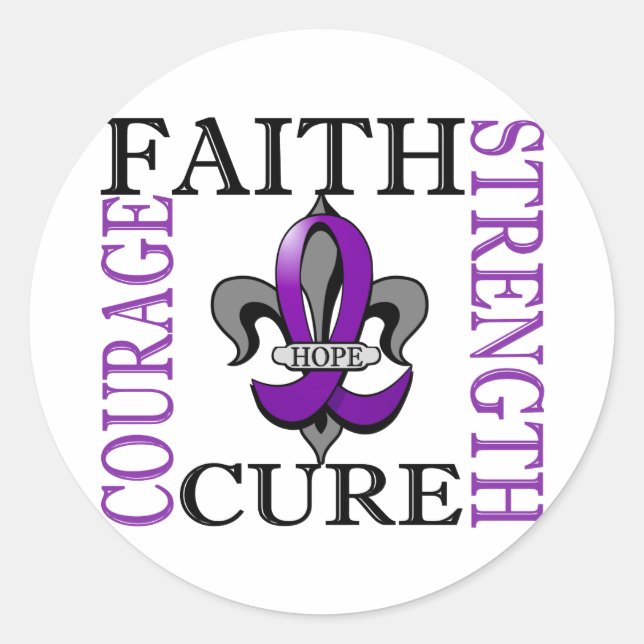 Fleur De Lis 3 Pancreatic Cancer Classic Round Sticker (Front)