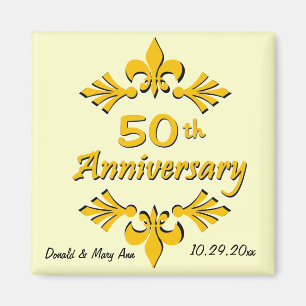 Fleur De Lis 50th Anniversary Party Favours Magnet