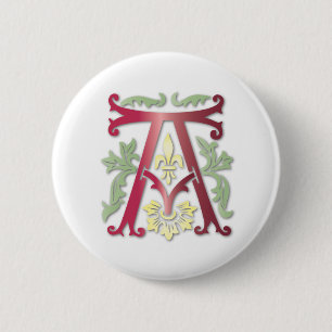 Fleur-de-lis A Monogram 6 Cm Round Badge