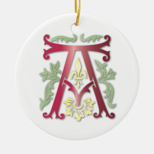 Fleur-de-lis A Monogram Ceramic Tree Decoration