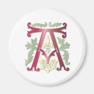 Fleur-de-lis A Monogram Magnet