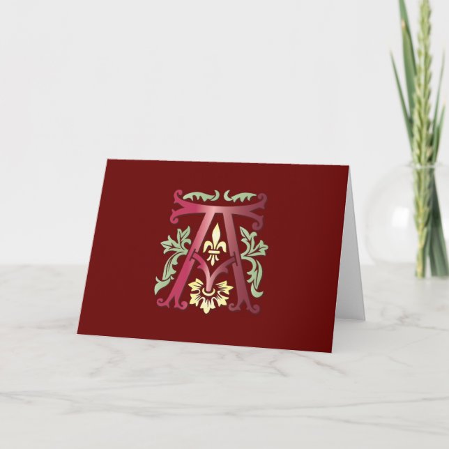 Fleur-de-lis A Monogram Note Card (Front)