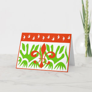 Fleur De Lis Abstract Christmas Holiday Card