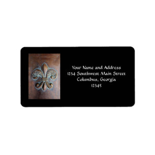 Fleur De Lis, Aged Copper-Look Printed Label