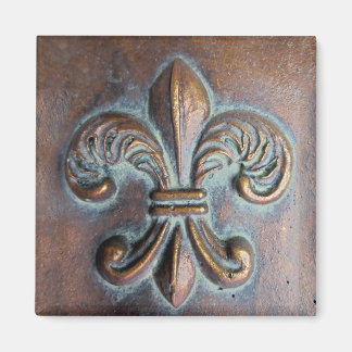 Fleur De Lis, Aged Copper-Look Printed Magnet
