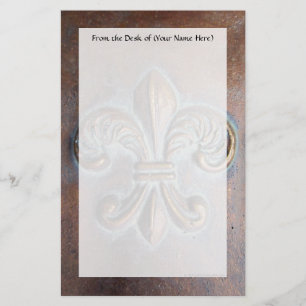 Fleur De Lis, Aged Copper-Look Printed Stationery