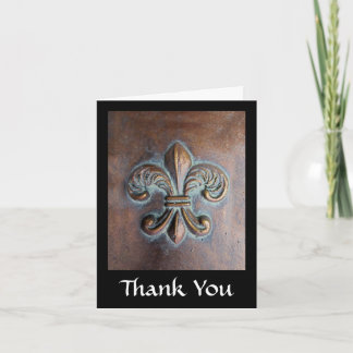 Fleur De Lis, Aged Copper-Look Printed Thank You Card